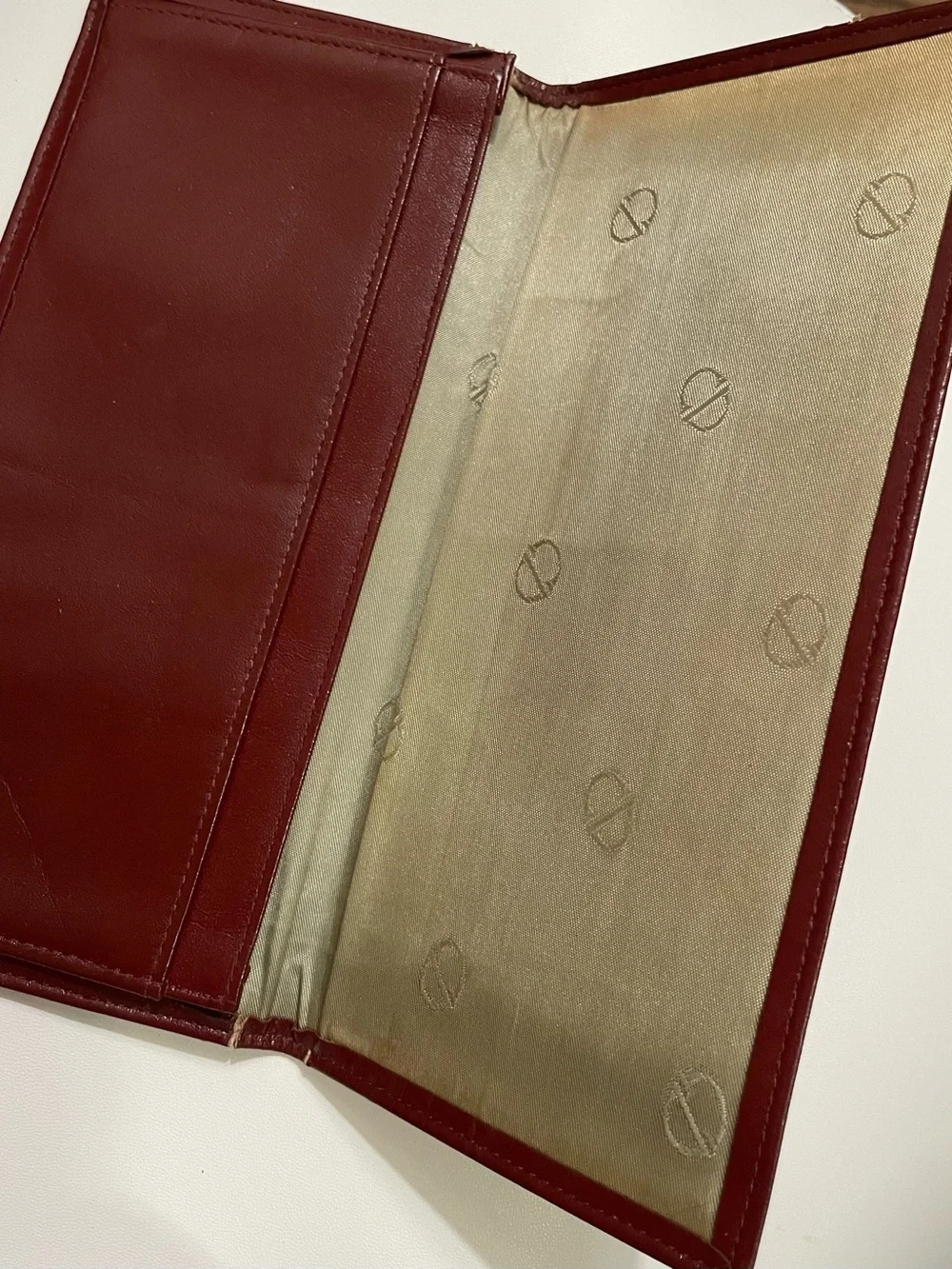 Authentic Vintage Dior Burgundy Embossed Leather Long Wallet